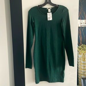 NWT H&M Hunter Green Long Sleeve Dress Size XS